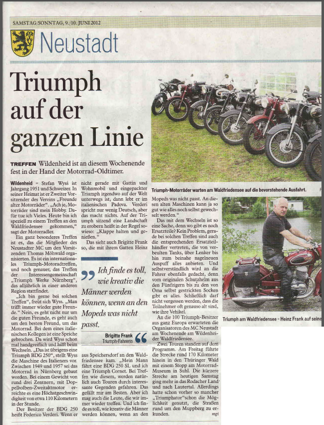 Coburger Neue Presse 09./10. Juni 2012